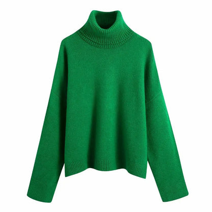 Elevate Your Style Loose-Knit Sweater with Ribbed Accents