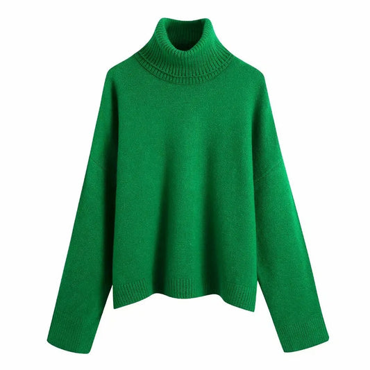 Elevate Your Style Loose-Knit Sweater with Ribbed Accents