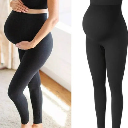 Belly Support Knit Leggings: High-Waisted Maternity Shaping Pants