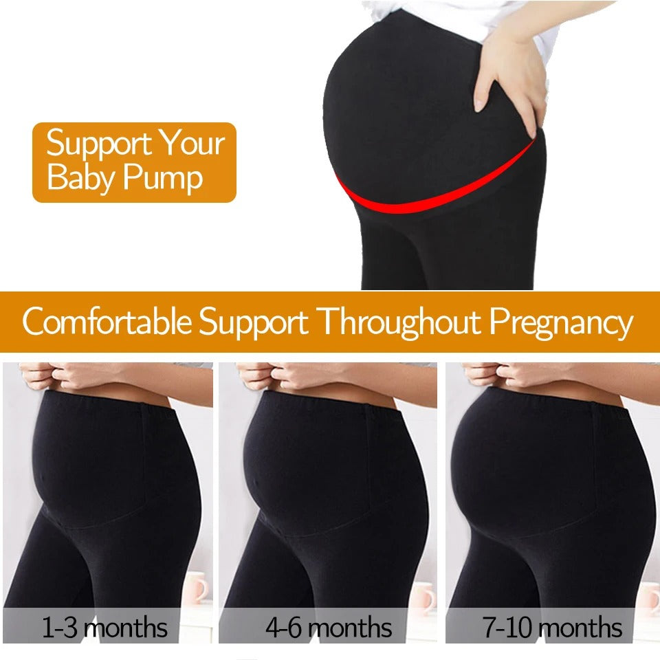 Belly Support Knit Leggings: High-Waisted Maternity Shaping Pants