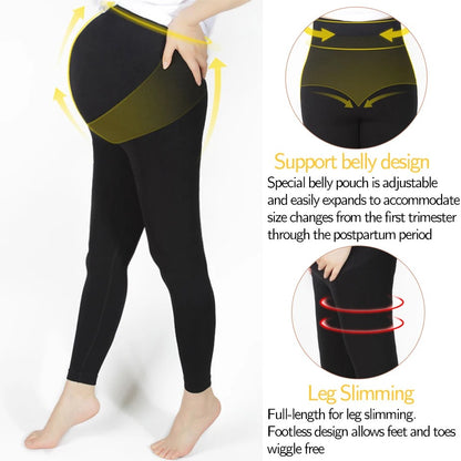 Belly Support Knit Leggings: High-Waisted Maternity Shaping Pants