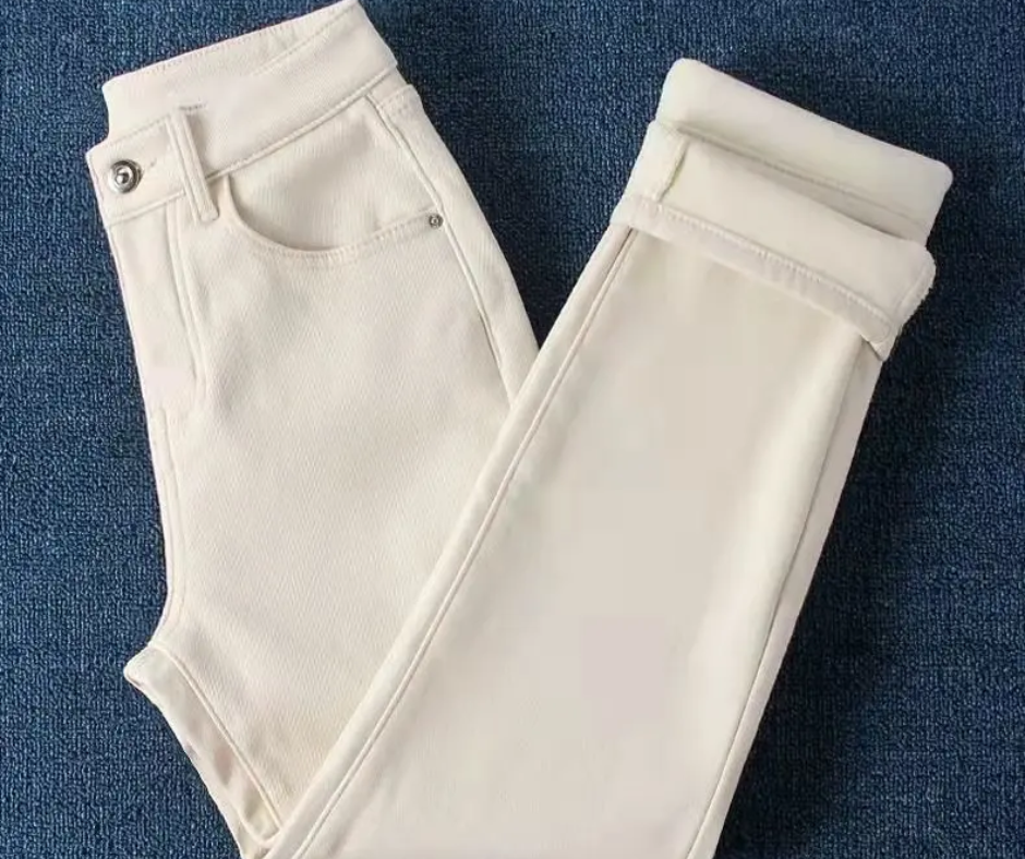 High-Waist Velvet Ankle-Length Pants for Women